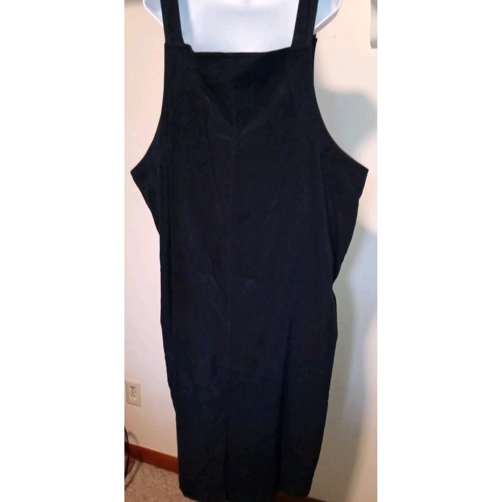 Black white Stag‎ Pinafore Jumper Dress Square Neck Button 24W Pockets Long